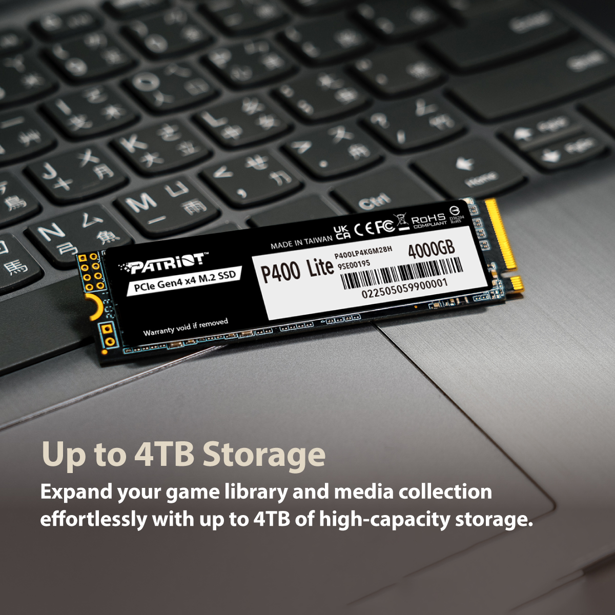 Patriot P400 Lite M.2 PCIe Gen 4 x4 1TB SSD, Solid State Drive